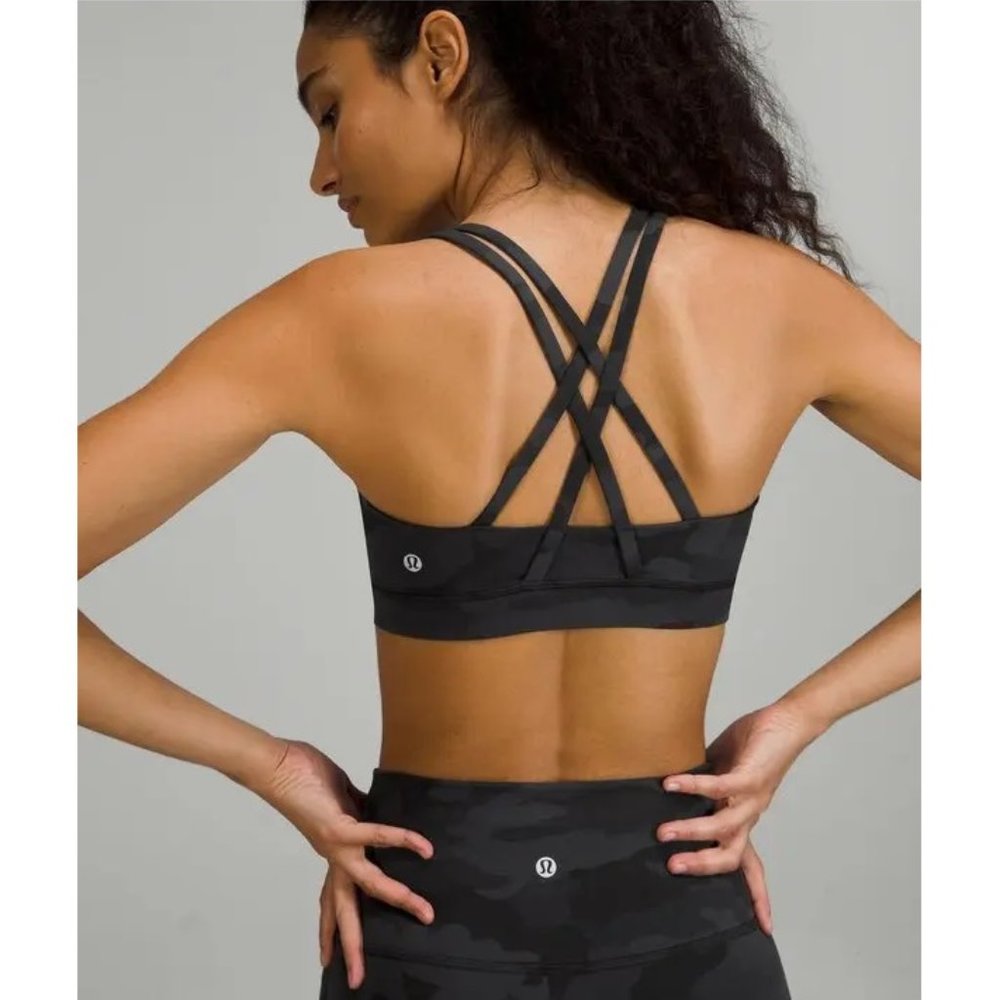 Lululemon Energy Bra / Size 4 / Heritage 365 Camo Deep Coal Yoga Run Strappy